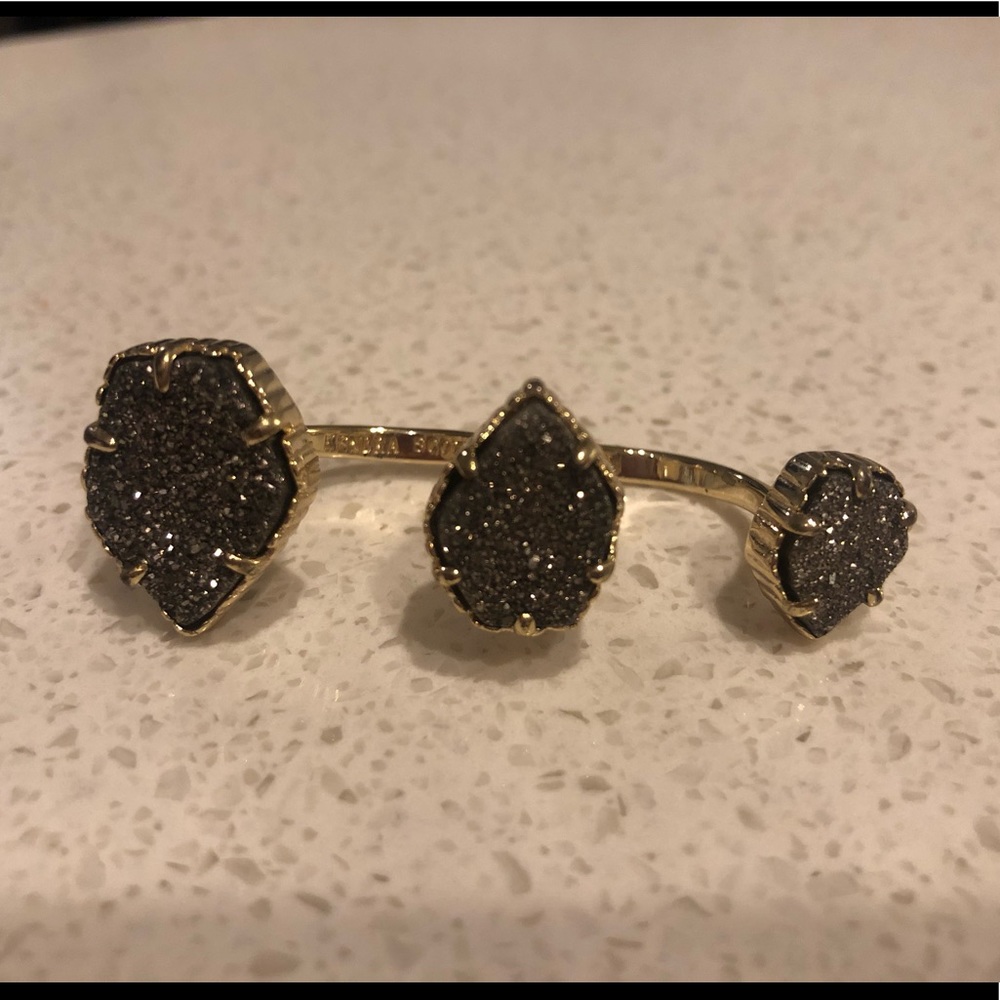 Kendra Scott- Naomi Double Ring In Platinum Drusy